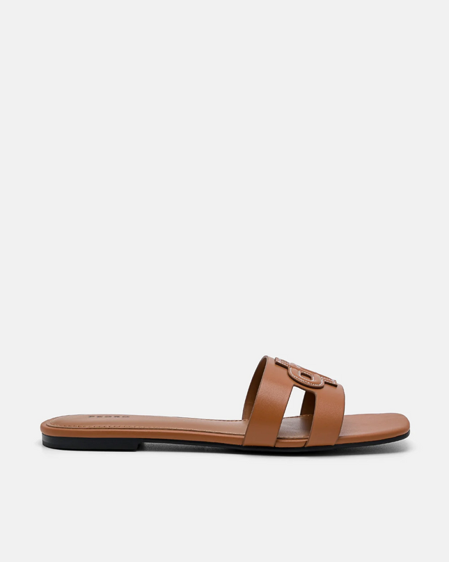PEDRO Icon Leather Slip-On Sandals - Cognac