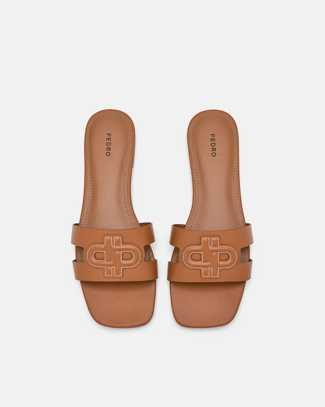 PEDRO Icon Leather Slip-On Sandals - Cognac