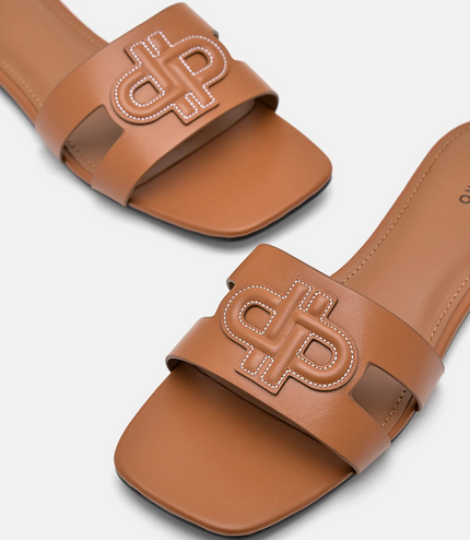 PEDRO Icon Leather Slip-On Sandals - Cognac