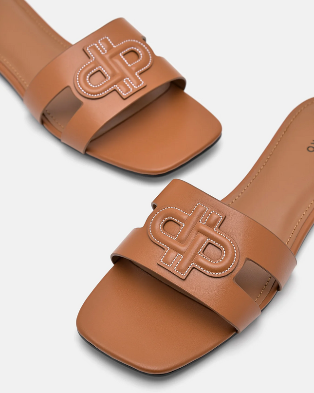 PEDRO Icon Leather Slip-On Sandals - Cognac