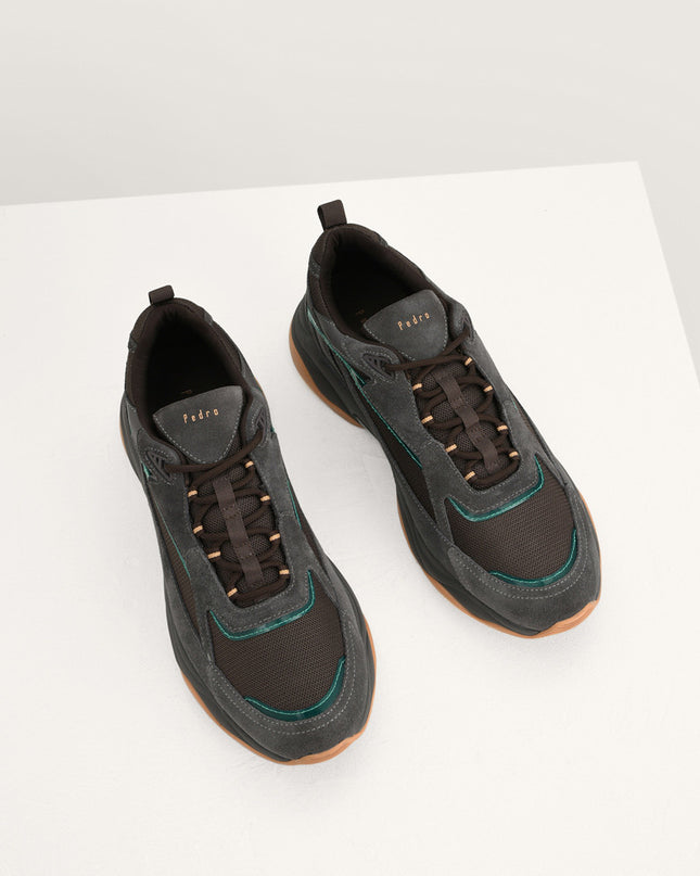 Chunky Suede and Mesh Sneakers