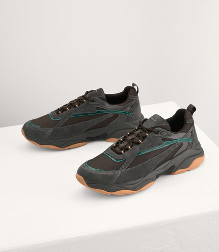 Chunky Suede and Mesh Sneakers
