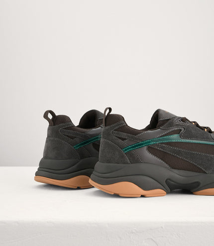 Chunky Suede and Mesh Sneakers