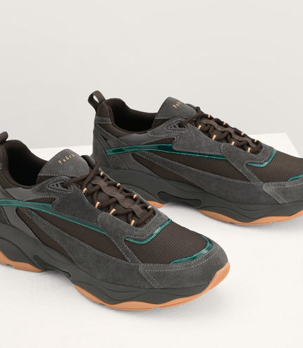 Chunky Suede and Mesh Sneakers