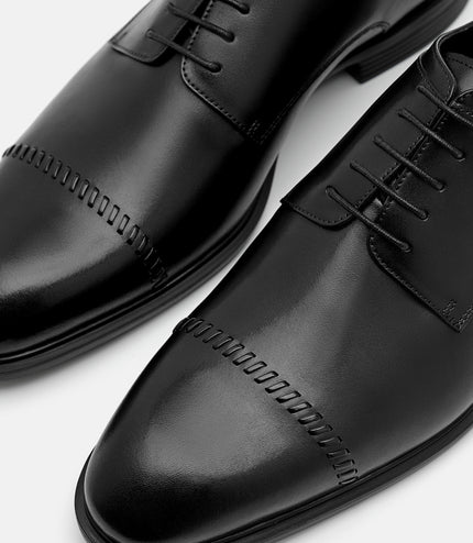 Altitude Lightweight Leather Derby Shoes - Black
