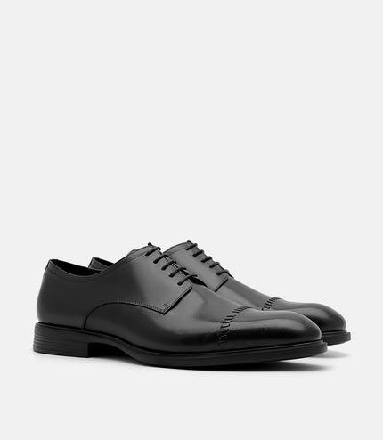 Altitude Lightweight Leather Derby Shoes - Black