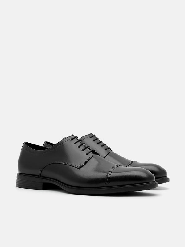 Altitude Lightweight Leather Derby Shoes - Black