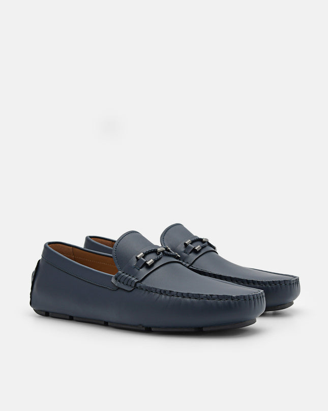 Leather Horsebit Moccasins - Navy