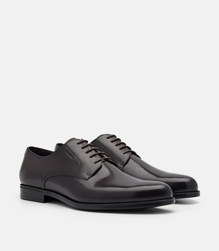 Leather Derby Shoes - Dark brown