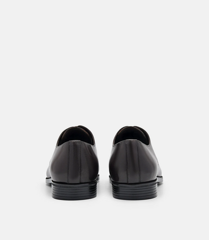 Leather Derby Shoes - Dark brown