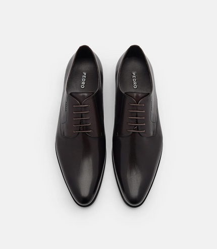 Leather Derby Shoes - Dark brown
