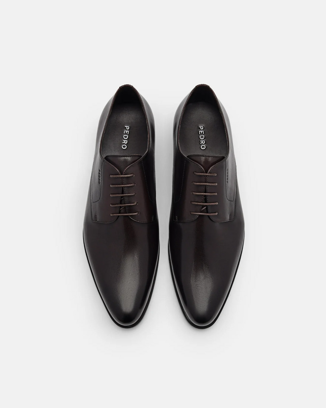 Leather Derby Shoes - Dark brown