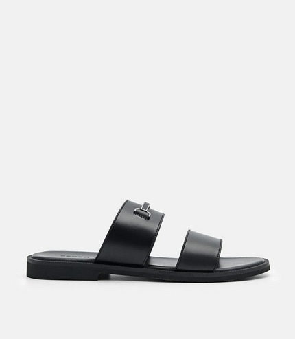 Steven Horsebit Slide Sandals - Black