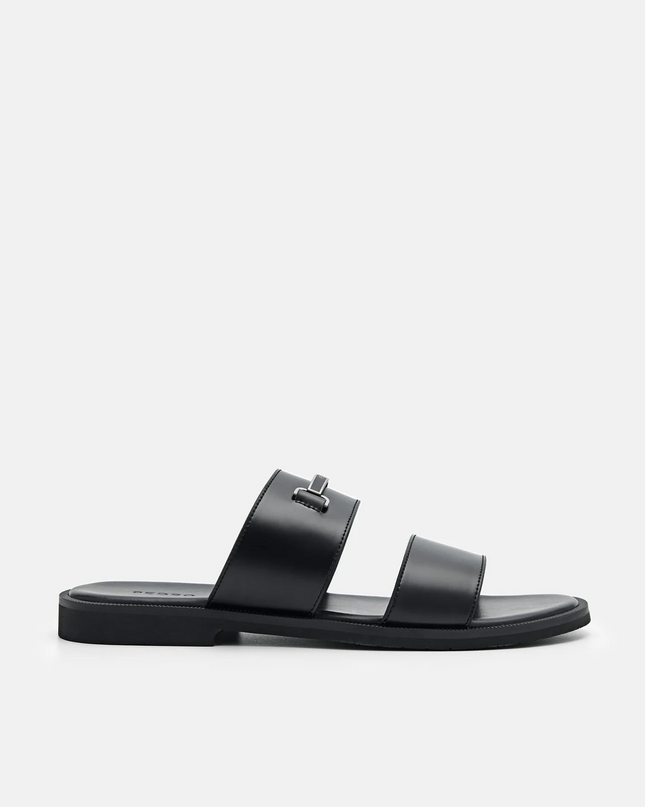 Steven Horsebit Slide Sandals - Black