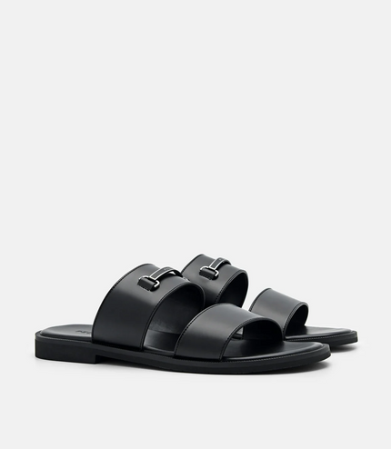 Steven Horsebit Slide Sandals - Black