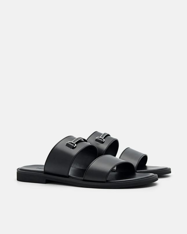 Steven Horsebit Slide Sandals - Black