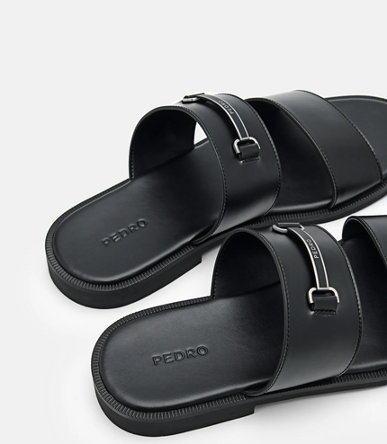 Steven Horsebit Slide Sandals - Black