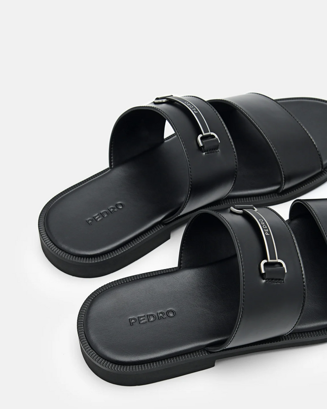 Steven Horsebit Slide Sandals - Black