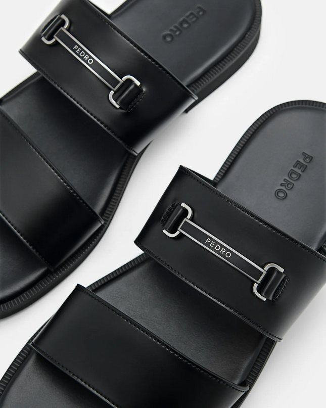 Steven Horsebit Slide Sandals - Black