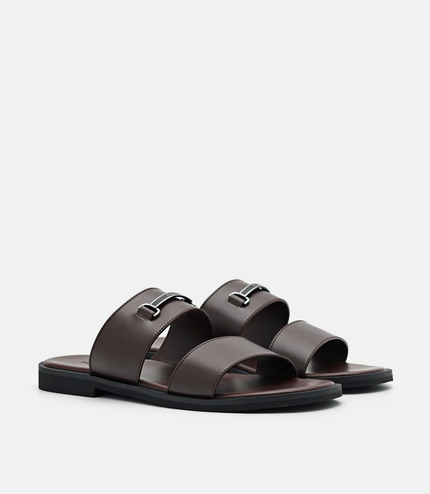 Steven Horsebit Slide Sandals - Dark Brown