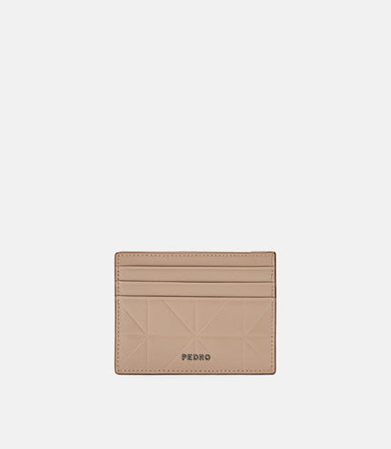 Taper Leather Card Holder in Pixel - Taupe