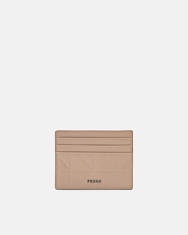 Taper Leather Card Holder in Pixel - Taupe