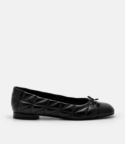Kayla Leather Ballerina Flats in Pixel - Black