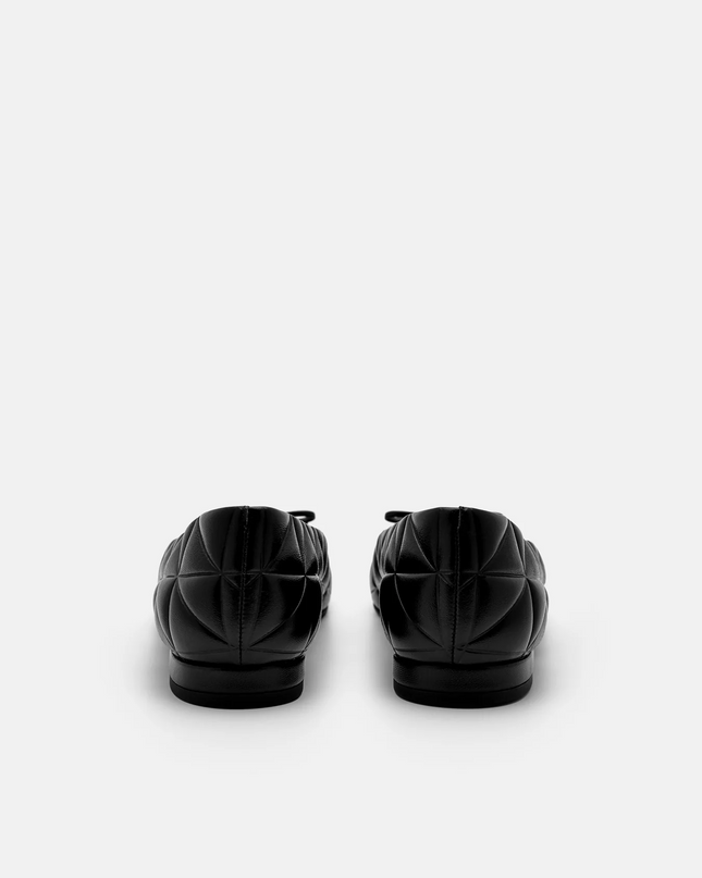 Kayla Leather Ballerina Flats in Pixel - Black