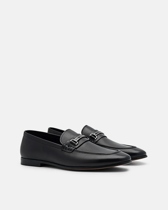 Steven Leather Loafers - Black