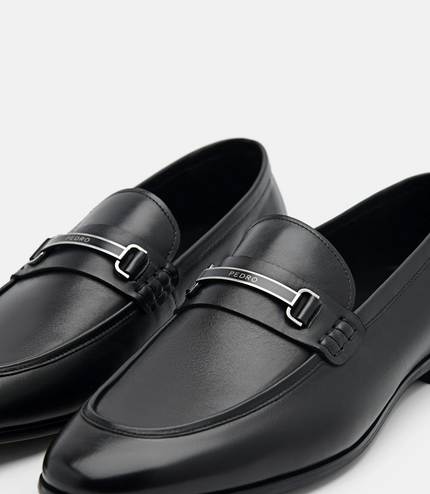 Steven Leather Loafers - Black