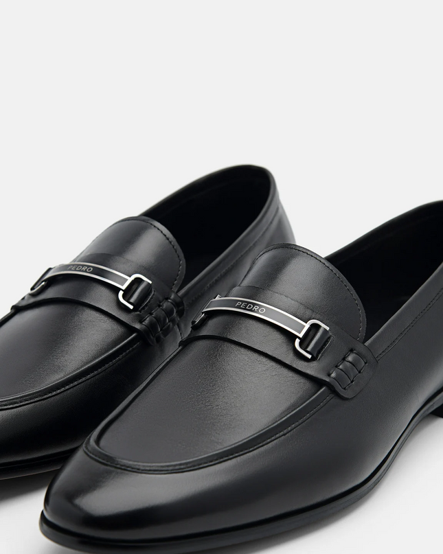 Steven Leather Loafers - Black