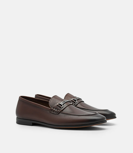 Steven Leather Loafers - Brown
