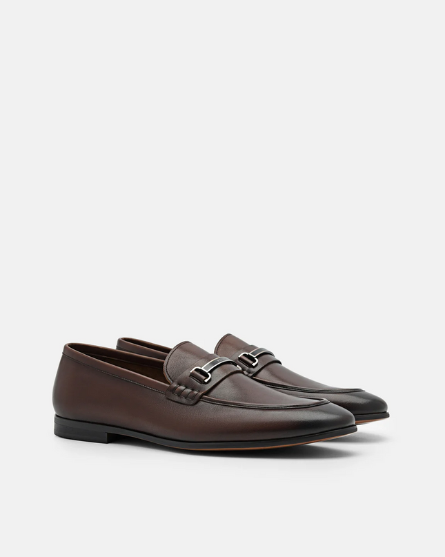 Steven Leather Loafers - Brown
