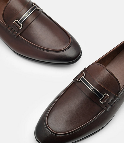 Steven Leather Loafers - Brown