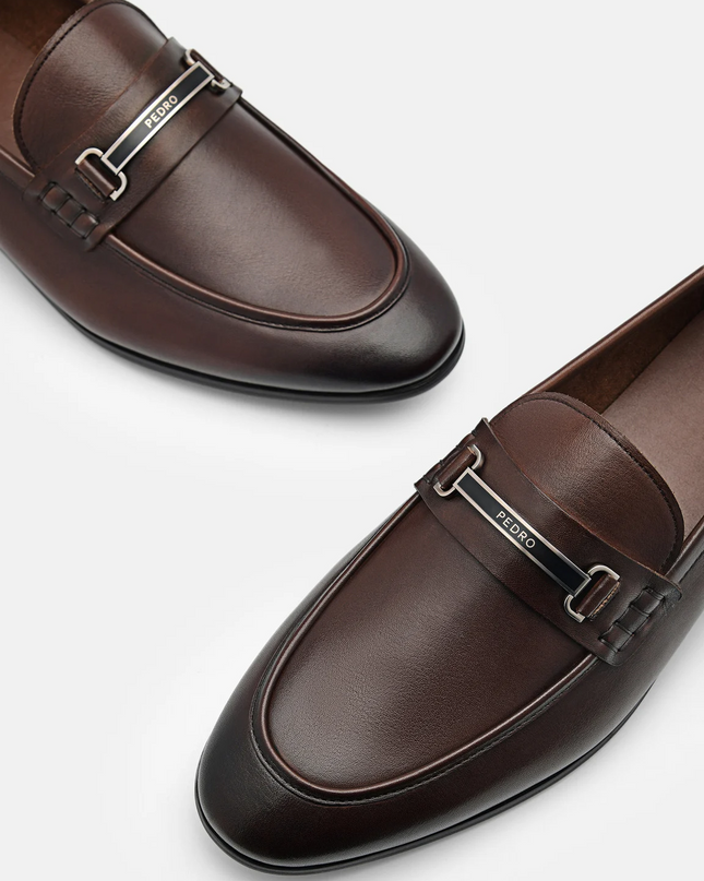 Steven Leather Loafers - Brown