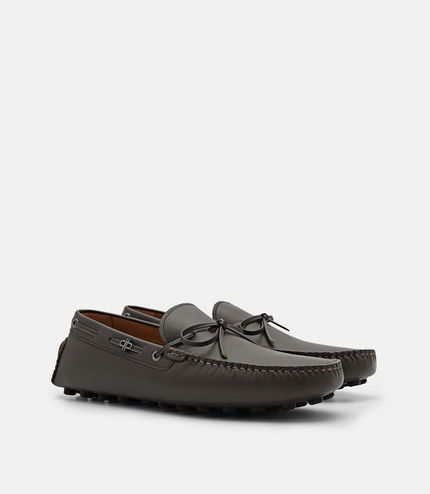 Leather Bow Driving Shoes - Dark Brown