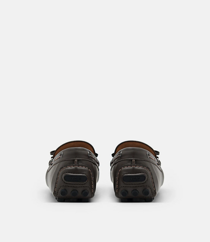 Leather Bow Driving Shoes - Dark Brown
