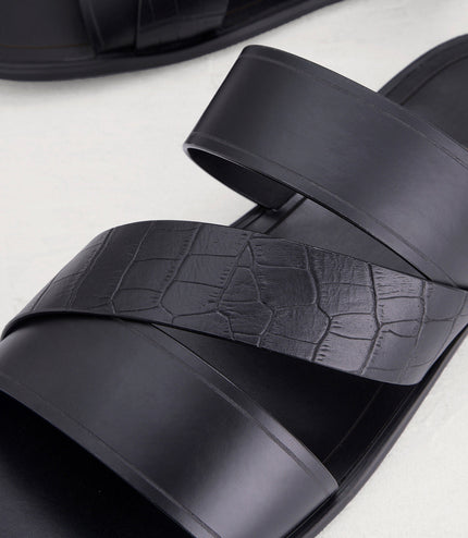 Croc-Effect Sandals