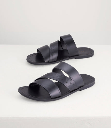 Croc-Effect Sandals