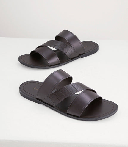 Croc-Effect Sandals