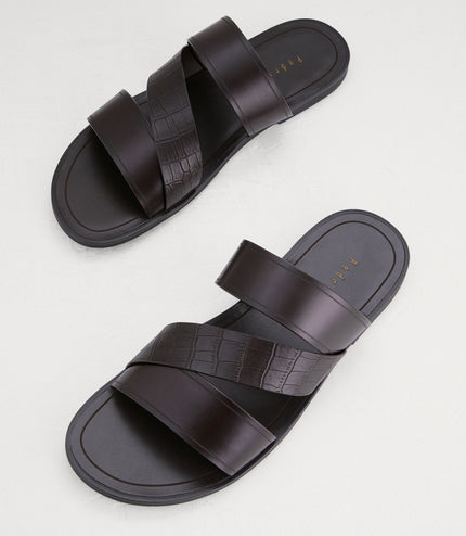 Croc-Effect Sandals