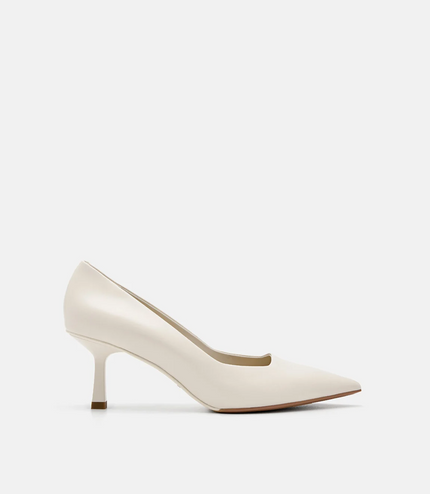 PEDRO Studio Kathy Leather Heel Pumps - Chalk