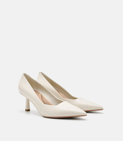 PEDRO Studio Kathy Leather Heel Pumps - Chalk