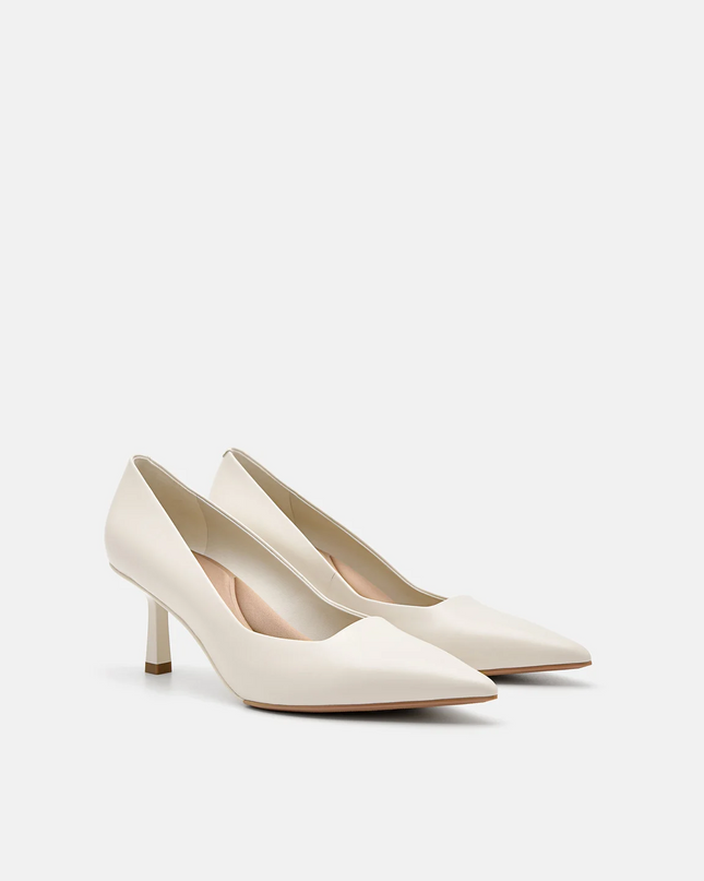 PEDRO Studio Kathy Leather Heel Pumps - Chalk