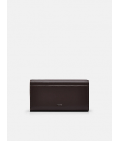 PEDRO Icon Leather Long Wallet - Dark Brown