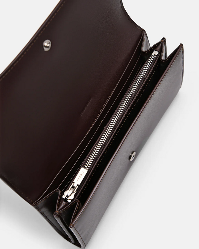 PEDRO Icon Leather Long Wallet - Dark Brown