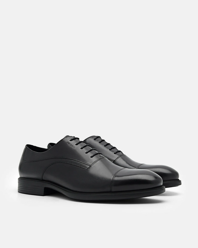 Altitude Lightweight Saffiano Leather Oxford Shoes - Black