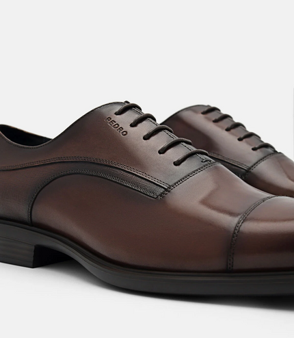 Altitude Lightweight Saffiano Leather Oxford Shoes - Brown
