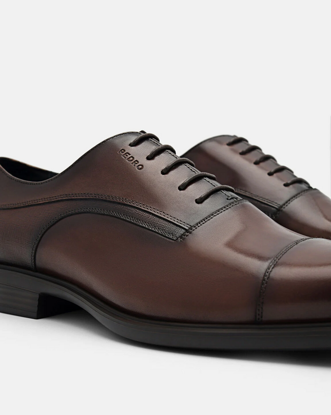 Altitude Lightweight Saffiano Leather Oxford Shoes - Brown