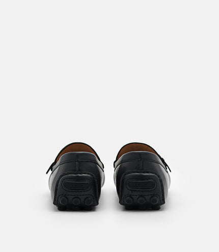 Saffiano Leather Driving Shoes - Black